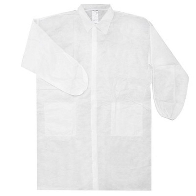 غير المنسوجة معطف المختبر طوق القميص مع / بدون جيوب معطف الكيمياء الطبية Vistit