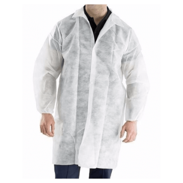 غير المنسوجة معطف المختبر طوق القميص مع / بدون جيوب معطف الكيمياء الطبية Vistit
